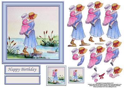 Stepping Stones 6x6 Square Card Front with Decoupage