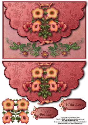 Pretty Petunias Envelope Card with Decoupage
