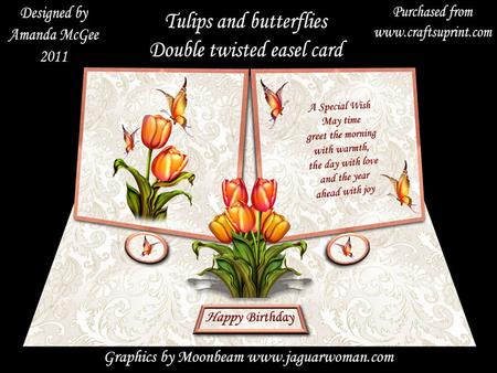 Tulips and Butterflies Double Twisted Easel with Stand Up