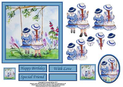 Swing in Time 6x6 Square Card Front with Decoupage