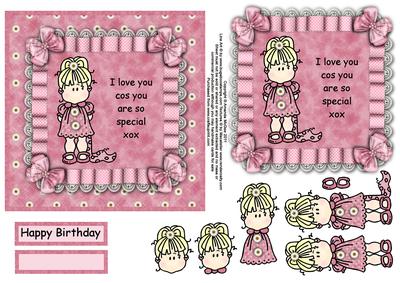 Daisy Girl 6x6 Card Front with Decoupage
