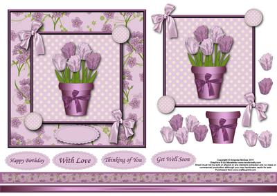 Lilac Tulips 6x6 Square Card Front with Decoupage