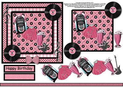 Fabulous 50's 6x6 Square Card Front with Decoupage