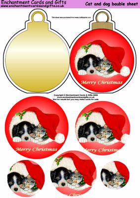 Cat and Dog Bauble Shaped Card