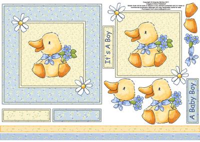 Baby Ducky 6x6 Square Card with Decoupage