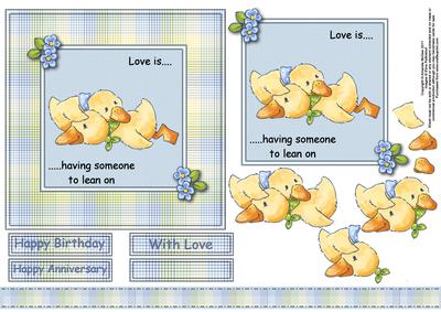 Duckies Leaning on Each Other 6x6 Square Card Front
