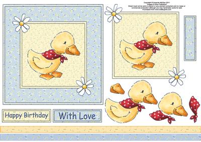 Duck with Red Scarf 6x6 Square Card Front with Decoupage