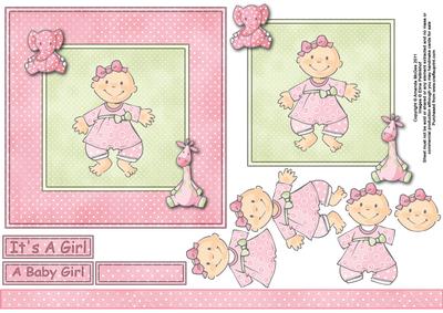 Baby Girl with Her Elephant and Giraffe 6x6 Square Card