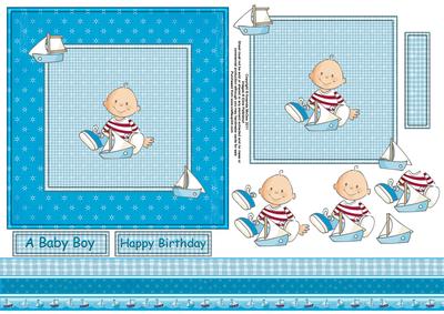 Sailor Boy 6x6 Square Card Front with Decoupage
