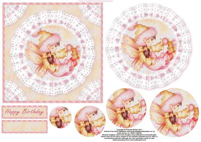Fluffy Fairy 6x6 Square Card Front with Decoupage