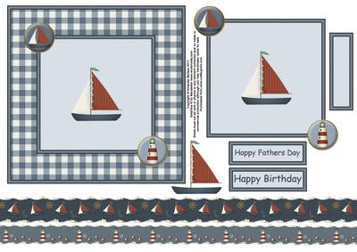 Ship Ahoy 6x6 Square Card with Decoupage