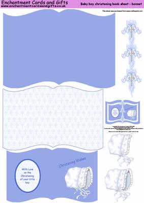 Baby Boy Christening Book Sheet - Bonnet