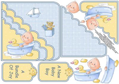 Baby Boy in Bath 6x6 Pocket Tag Card Sheet