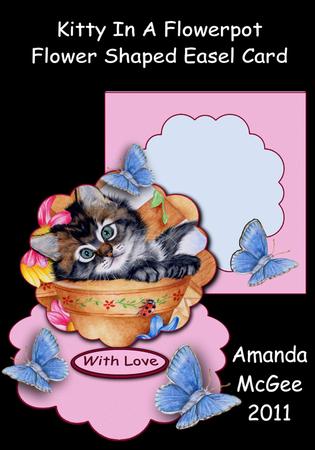 Kitty in a Flowerpot Flower Shaped Easel Card Kit