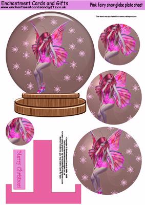 Pink Fairy Snow Globe Plate Sheet