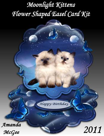 Moonlight Kittens Flower Shaped Easel Card Kit