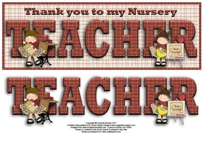 Thank You to My Nursery Teacher Large Dl Word Card