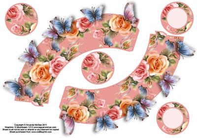 Roses and Butterflies Cupcake Wrappers