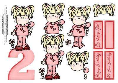 I Am 2 Cute Girl Topper with Decoupage