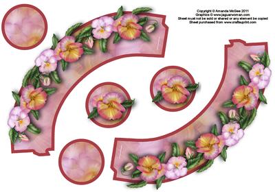 Pink Pansies Cupcake Wrappers with Toppers