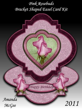 Pink Rosebuds Bracket Shaped Easel Card Kit