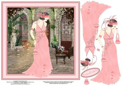 Elegant in Pink 8x8 Square Card Front with Decoupage