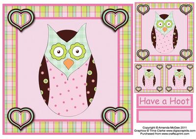 Paisley Owl 8x8 Card Front with Additional Toppers