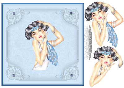 Deco Delight in Blue 8x8 Card Front with Decoupage
