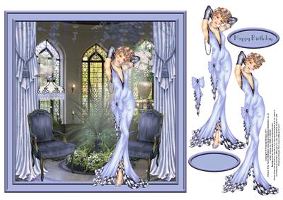 Deco Decadence in Lilac 8x8 Card Front with Decoupage