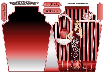 Elegant in Red Art Deco Quick Card