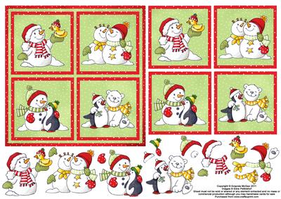 Snowy Friends 6x6 Square Card Front with Decoupage