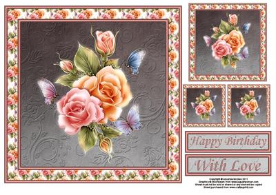Roses and Butterflies 8x8 Topper Sheet