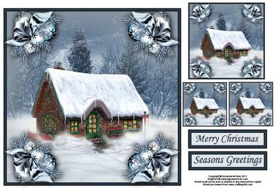 Christmas Cottage 8x8 Topper