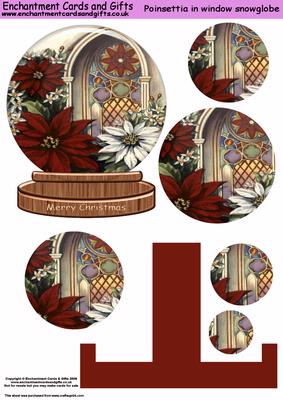 Poinsettias in Window Snow Globe Plate Sheet