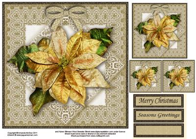 Golden Poinsettia 8x8 Topper Sheet