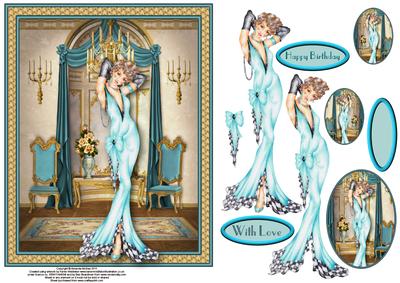 Baroque Beauty Card Front with Decoupage