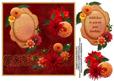 Delighful Dahlias 8x8 Card Front with Decouapge