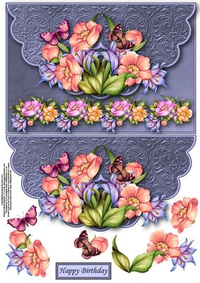 Butterflies and Lilies Envelope Card with Decouapge