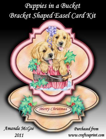 Puppies in a Bucket Bracket Shaped Easel Card Kit