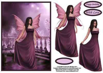 Purple Illusion A5 Card Front with Decoupage