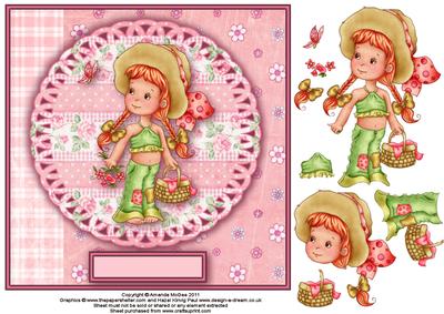 Going on a Picnic 8x8 Card Front with Decouapge