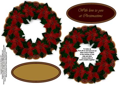 Poinsettia Wreath Keepsake or Toppers