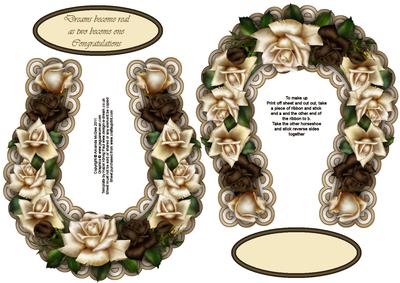 Coffee and Cream Roses Wedding Horseshoe Topper or Keepsake