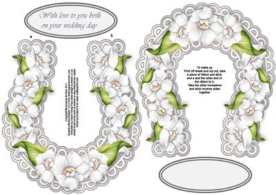White Flowers Wedding Horseshoe Keepsake or Toppers
