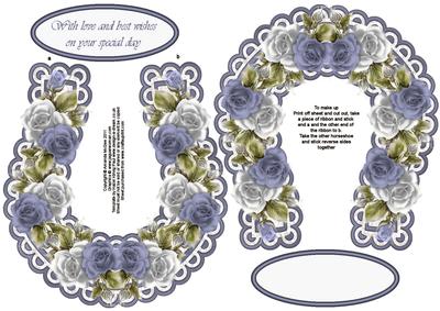 Blue and White Roses Keepsake Horseshoe or Toppers