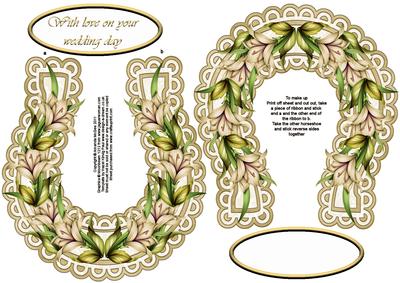 Golden Lilies Wedding Horseshoe Keepsake or Toppers