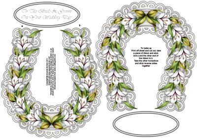 White Lilies Wedding Horseshoe Keepsake or Toppers