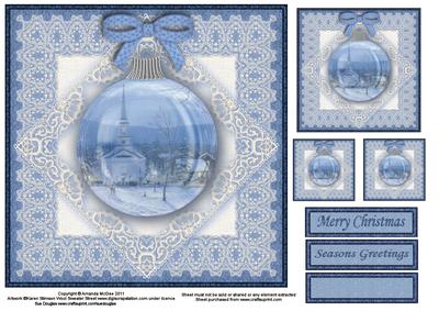 Winter Scene Bauble 8x8 Topper Sheet