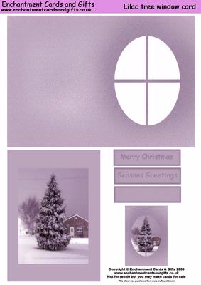 Lilac Christmas Tree Window Card