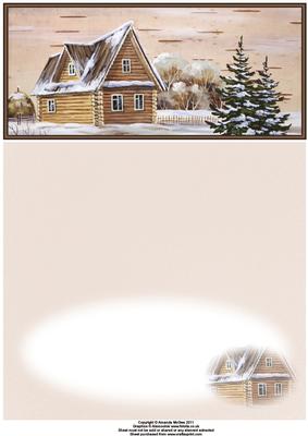 Log Cabin in Winter Dl a Card in One